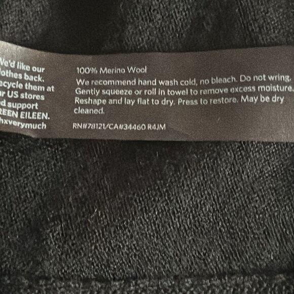 EILEEN FISHER Italian Merino Wool Turtleneck Neck Asymmetrical Knit Sweater S - Picture 10 of 11